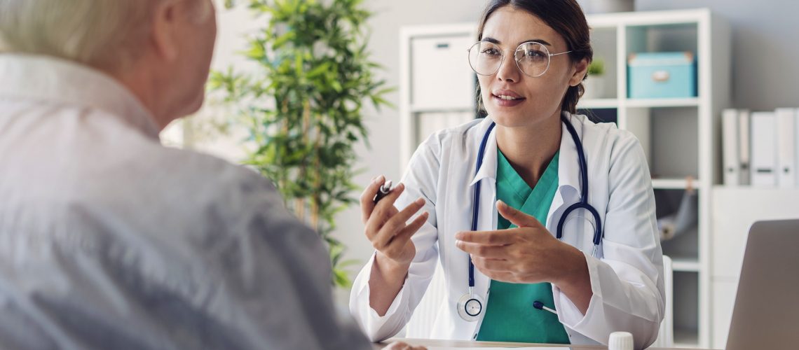 Doctor and patient are discussing at clinic